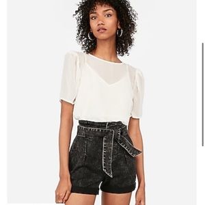 Super High Waisted Black Self Tie Jean Shorts